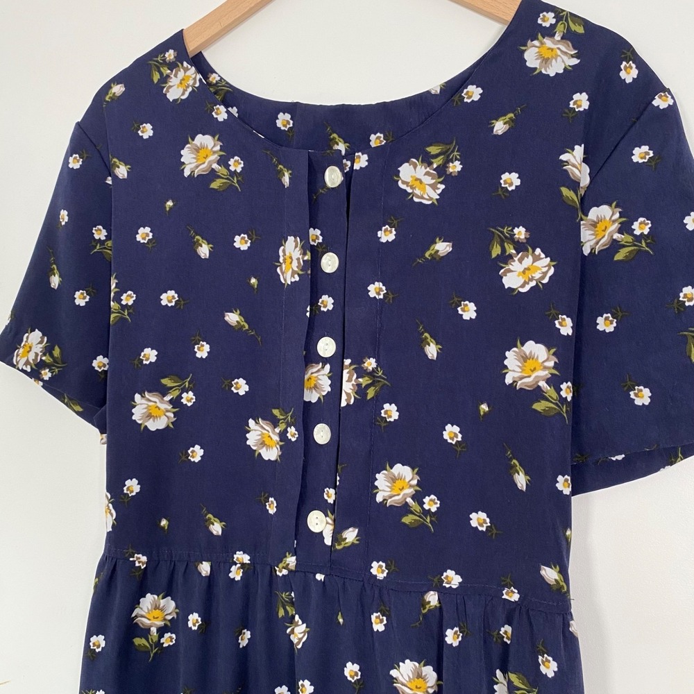 Vintage Blair Women Cottagecore Midi Dress Size XL Dainty Floral Tie Back Modest